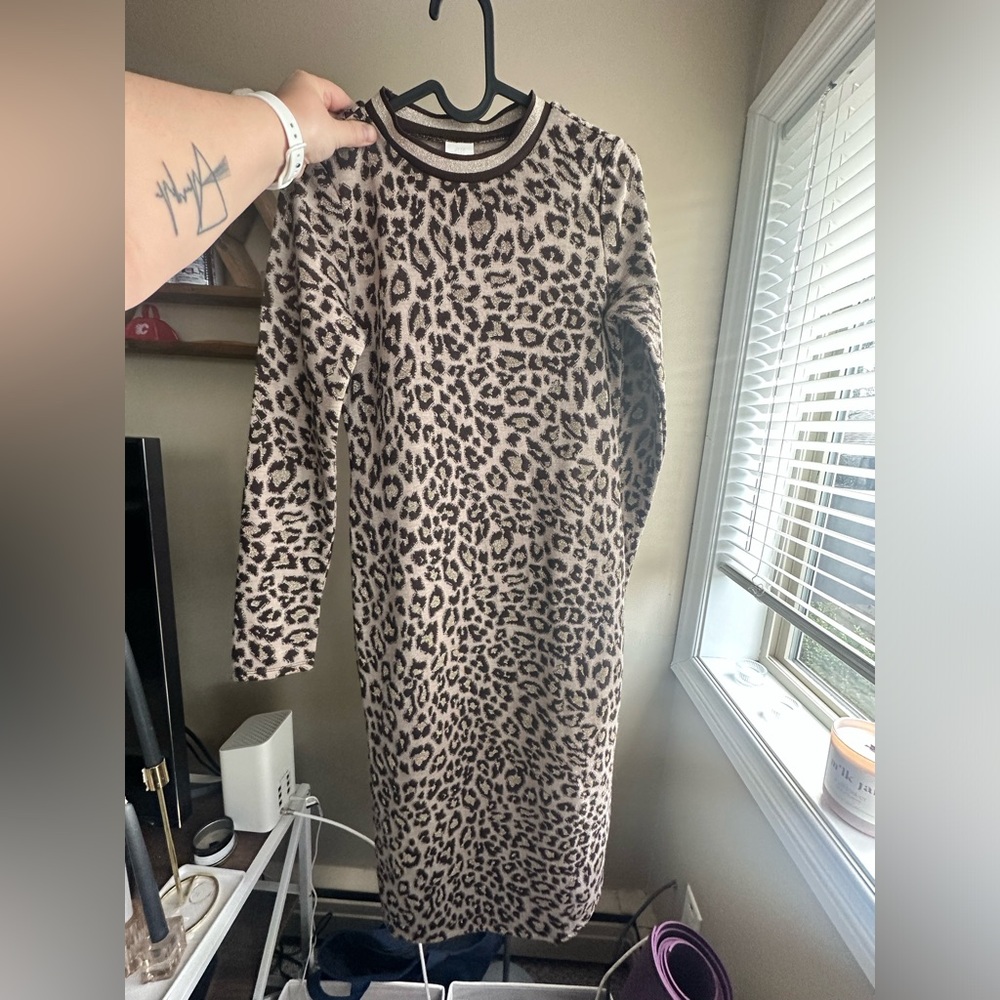 H&M Cheetah Print Long Sleeve Dress Size XS